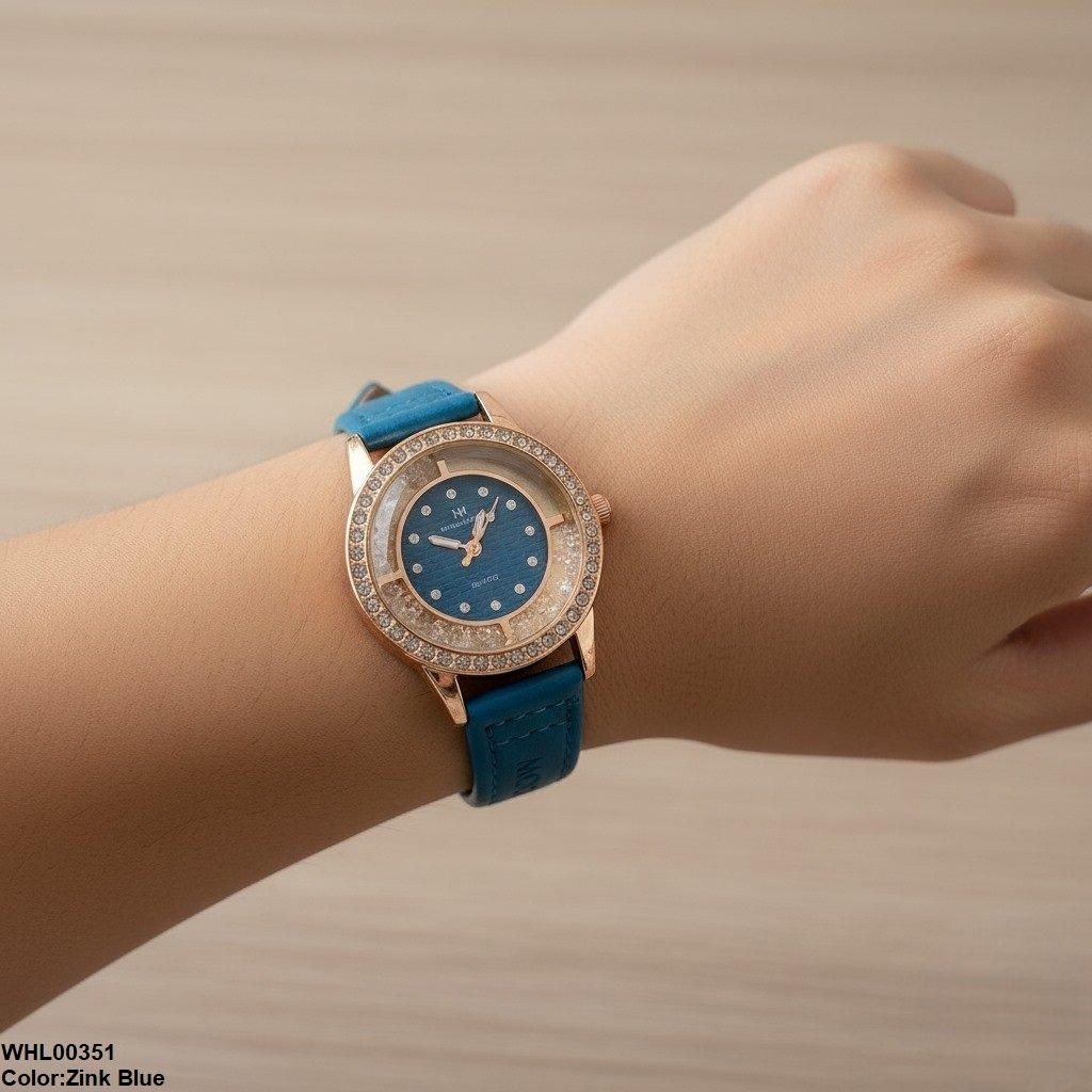 Round Rhinestone Dial Women's Watch