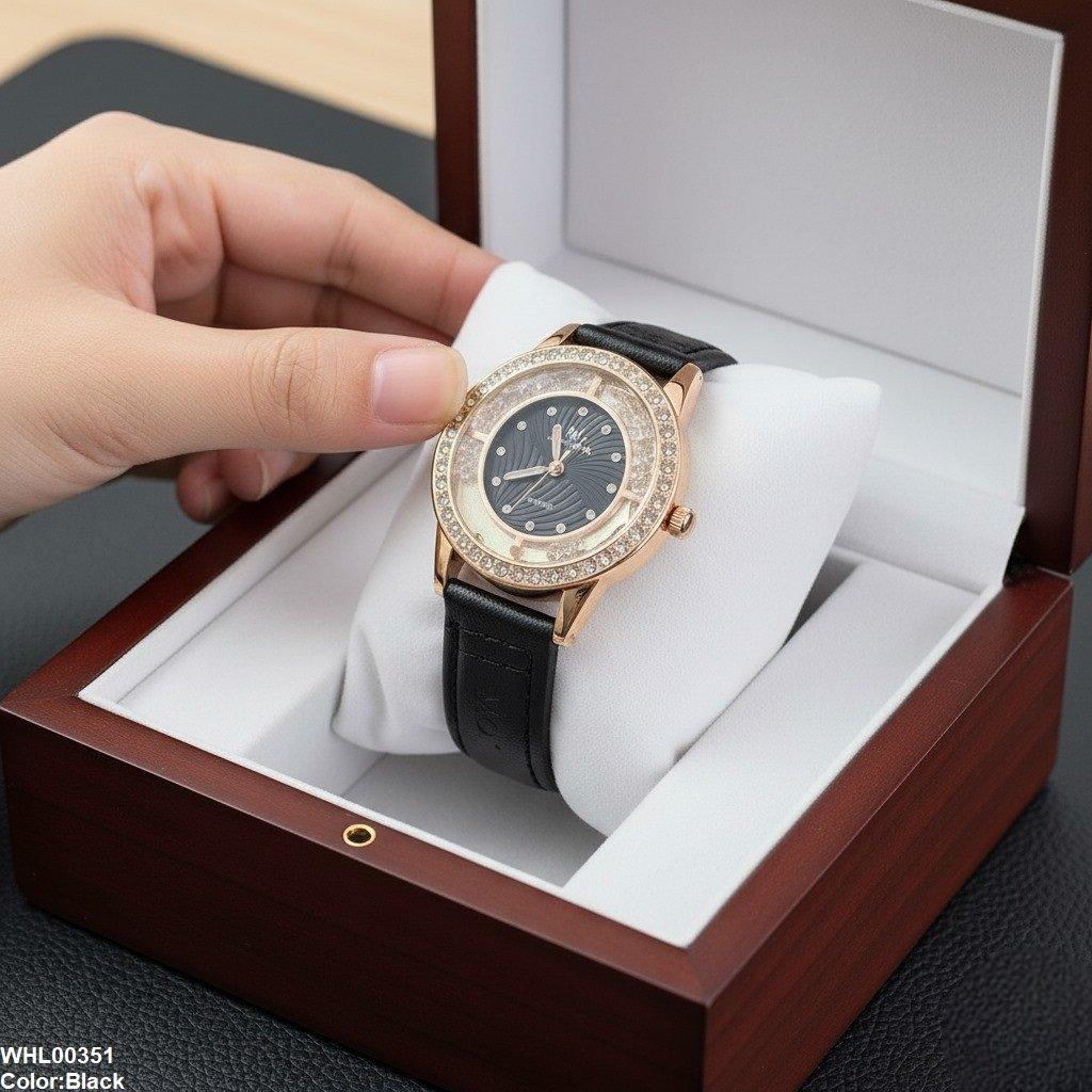 Round Rhinestone Dial Women's Watch