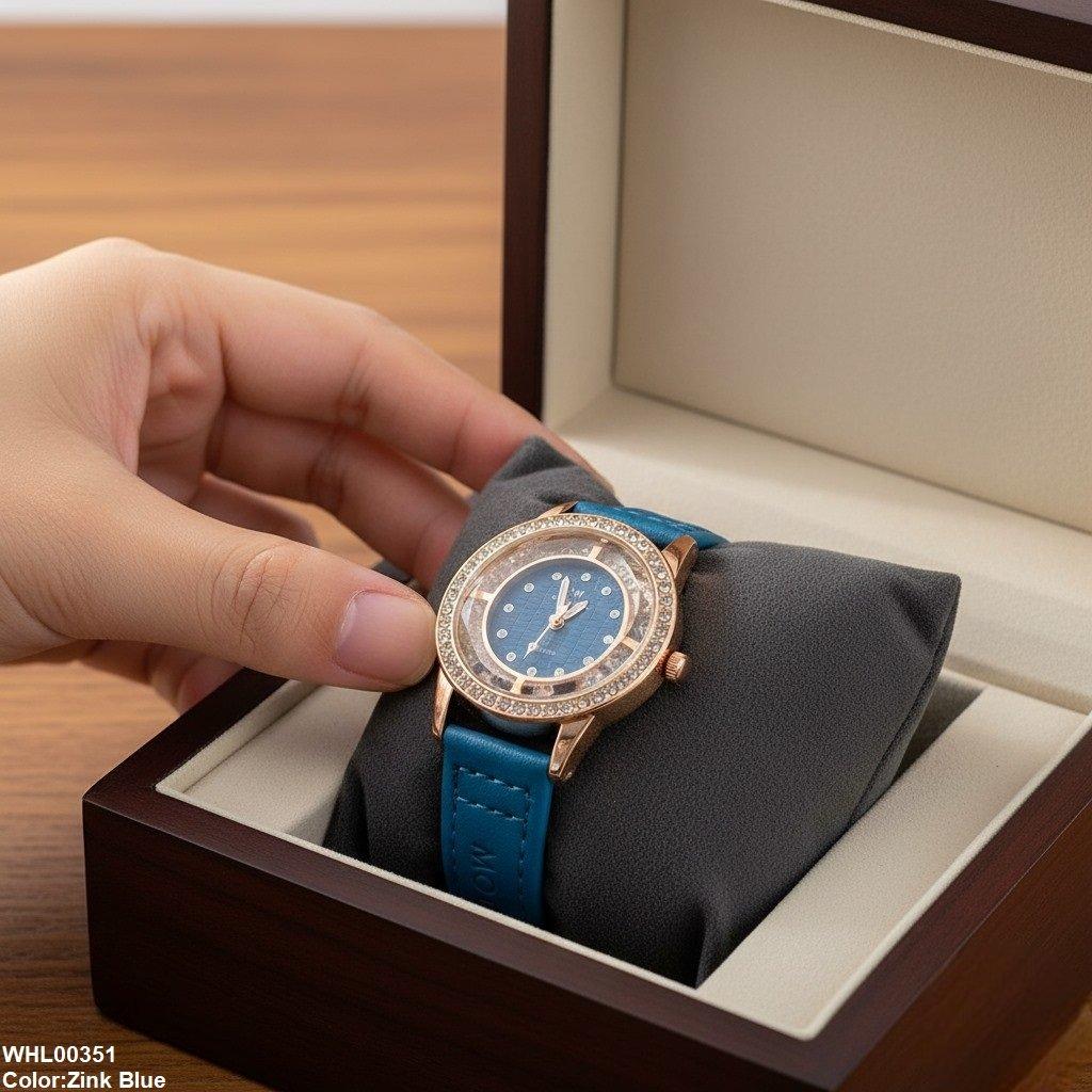 Round Rhinestone Dial Women's Watch